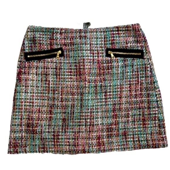 LOFT multicolor woven skirt, fullly lined, size 10 - Picture 1 of 6